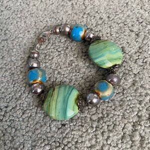 Elegant Green and Blue Beaded Bracelet